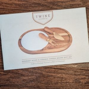 Twine Living Co. Wood & Ceramic Cheese Board NIB
